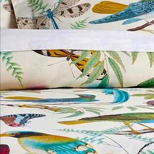 Pottery Barn fauna print organic cotton percale duvet cover full/queen size